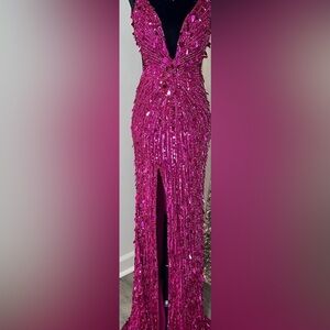 Sherri Hill fuchsia Sequin Gown